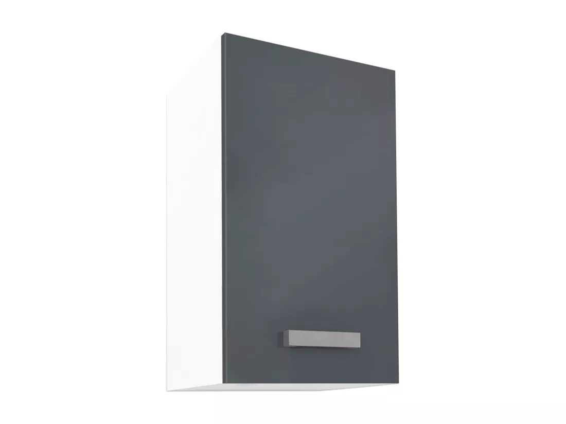 Caisson de cuisine - 1 meuble haut - 1 porte - Gris brillant & Blanc - TRATTORIA