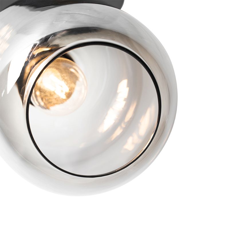 Design plafondspot zwart met goud met smoke glas - Zuzanna