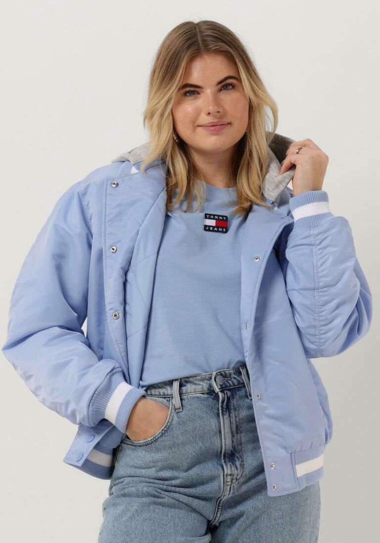 TOMMY JEANS blauwe tommy jeans jack tjw graphic satin bomber jacket