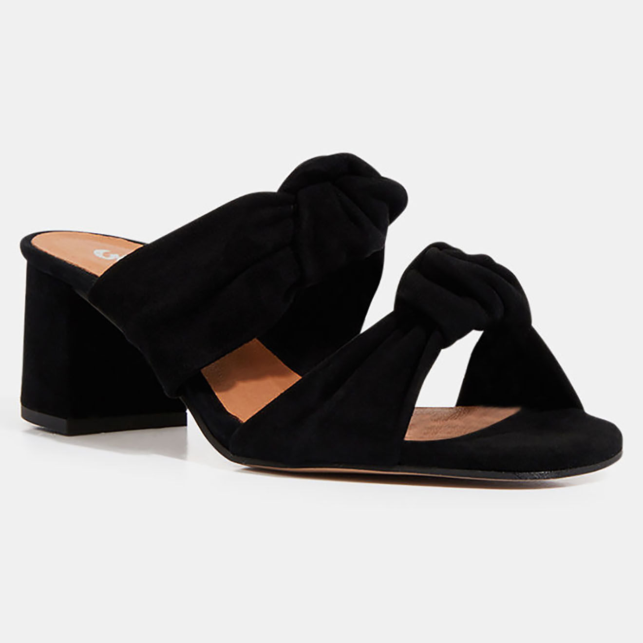 Galeries Lafayette Mules à talon en Velours de Cuir noires - Talon 5.5 cm