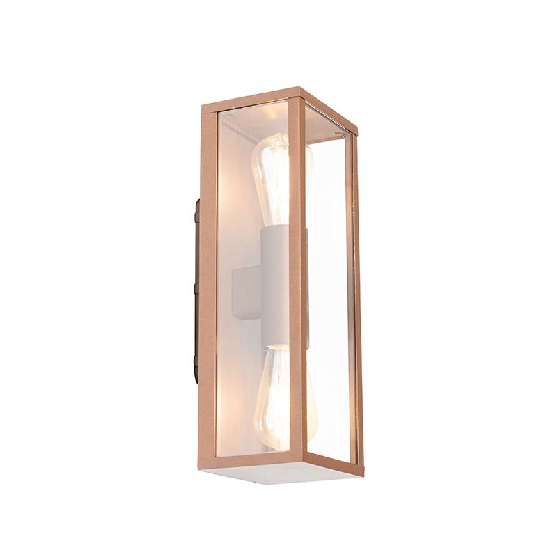 Industriële wandlamp roestbruin 38 cm 2-lichts IP44 - Charlois