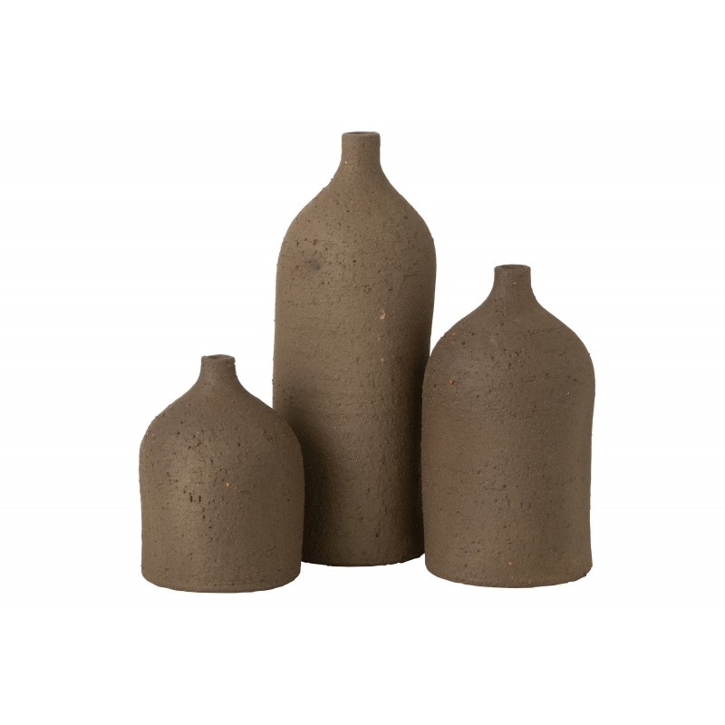 Vase col bouteille en céramique marron 14x14x40 cm