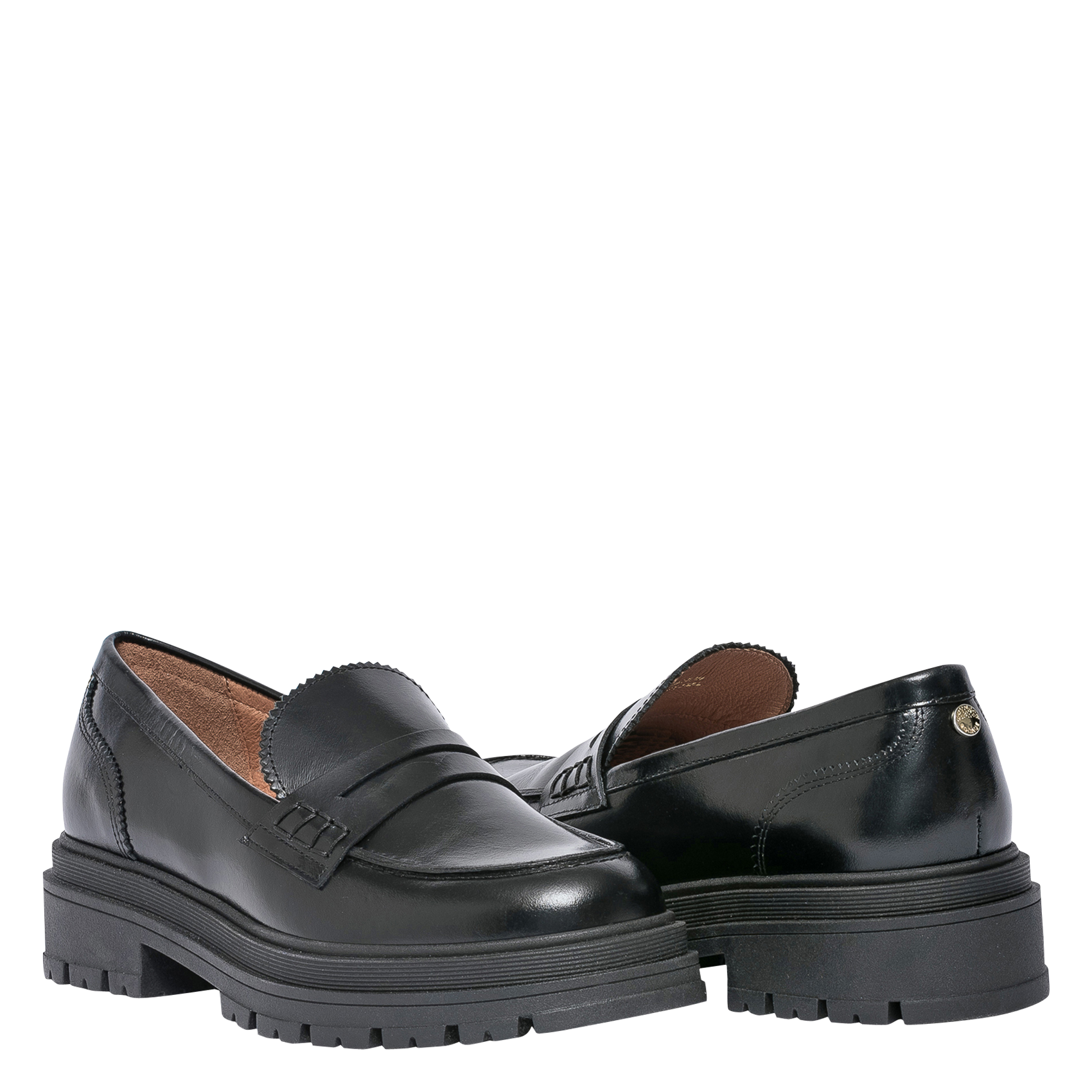 ALINARO - Mocassins en cuir à semelle crantée| Noir