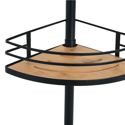 Étagère de douche télescopique inox et bambou