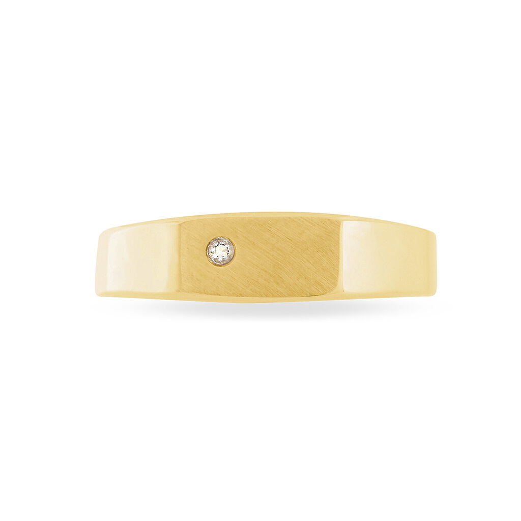 Chevalière Rectangle Or Jaune Oxyde De Zirconium