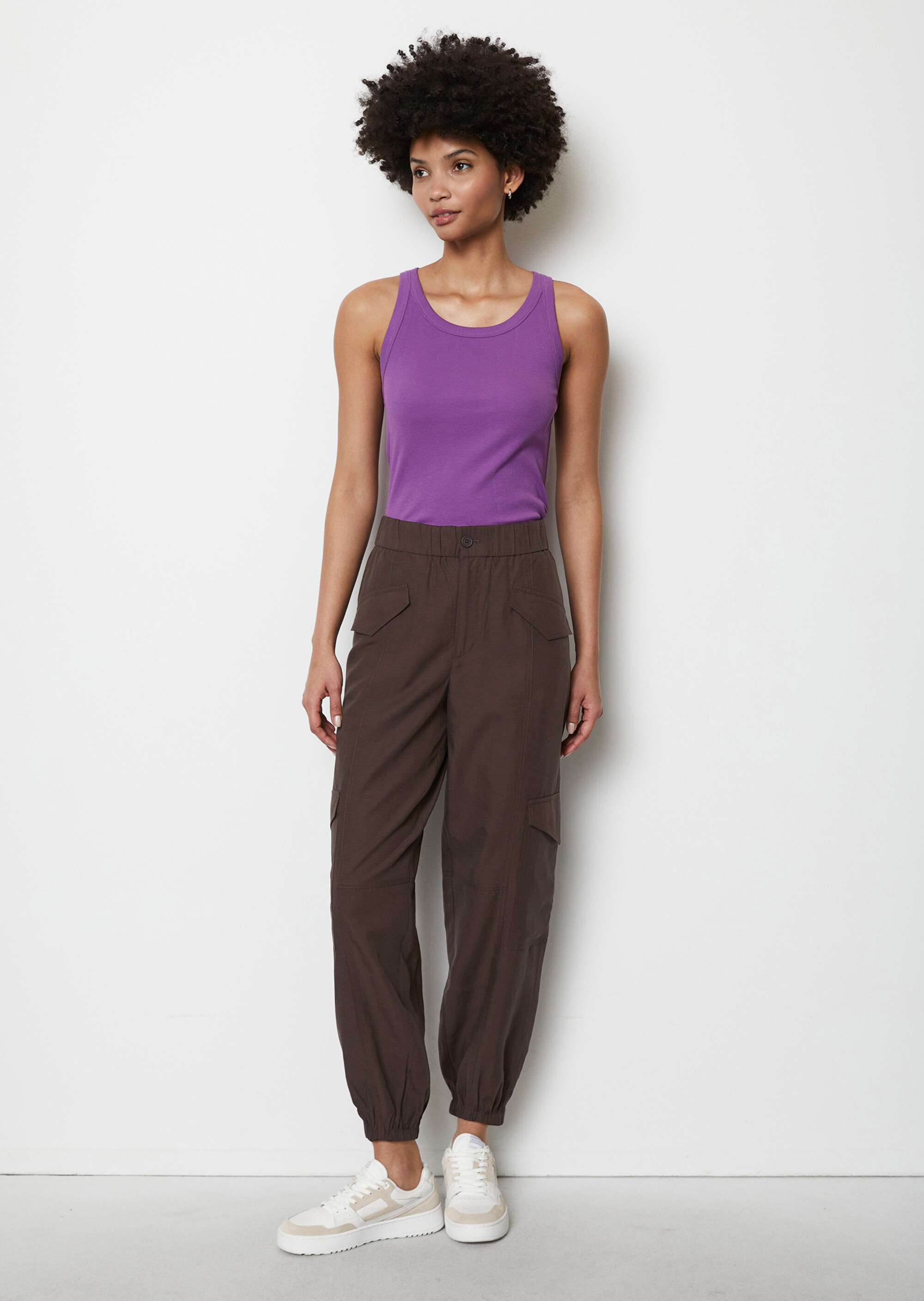 Tanktop mit feiner Rippstruktur aus elastischem Organic Cotton-Mix