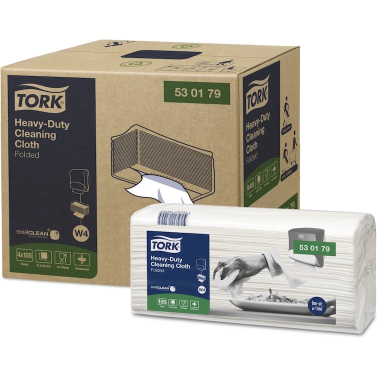 Essui main tork format non tisse 105 fts w4 blanc        35,5x41,5cm paquet de 4