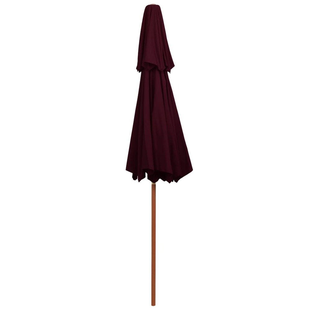Parasol double avec mât en bois 270 cm rouge bordeaux