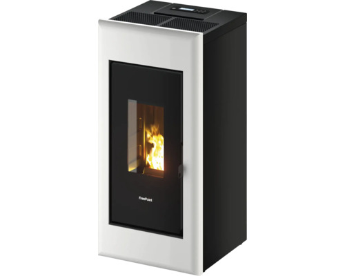 FreePoint One Luchtdichte pelletkachel, staal, wit, 7 kW