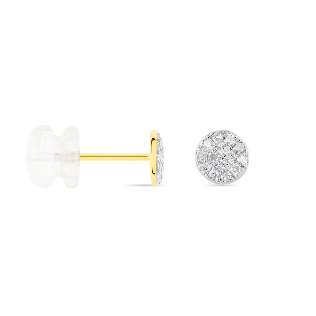 Boucles D'oreilles Puces Teani Or Jaune Diamant