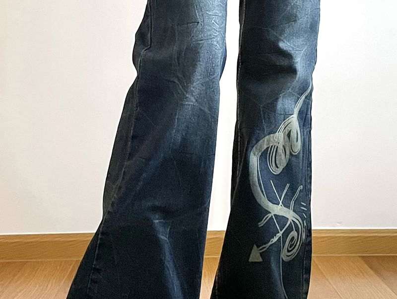 Rosesand - Lage taille grafische print slim-fit boot-cut jeans