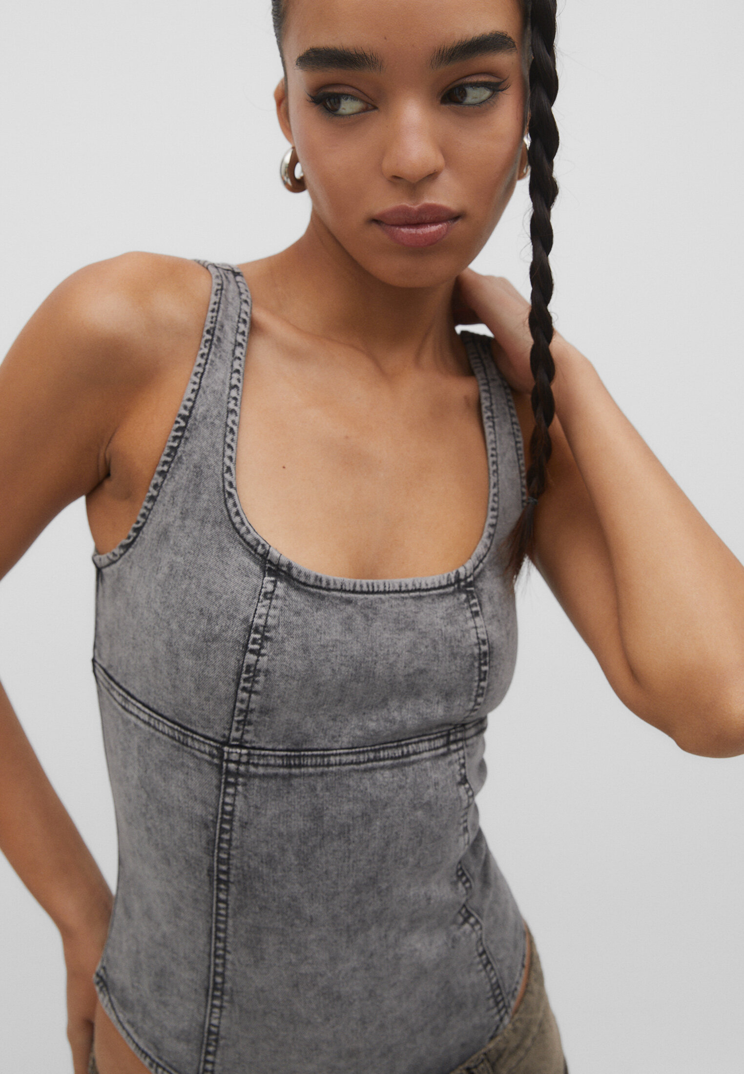 body de jeans desbotado