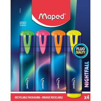 Maped Nightfall - Pack de 4 surligneurs - couleurs assorties