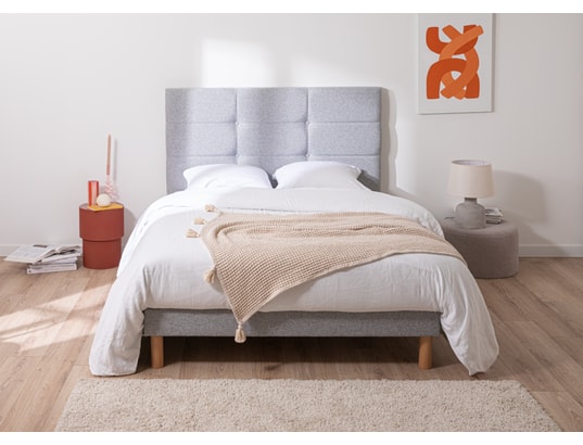 MERINOS - Tête de lit Cozy chine gris clair 160cm (170cm finie)