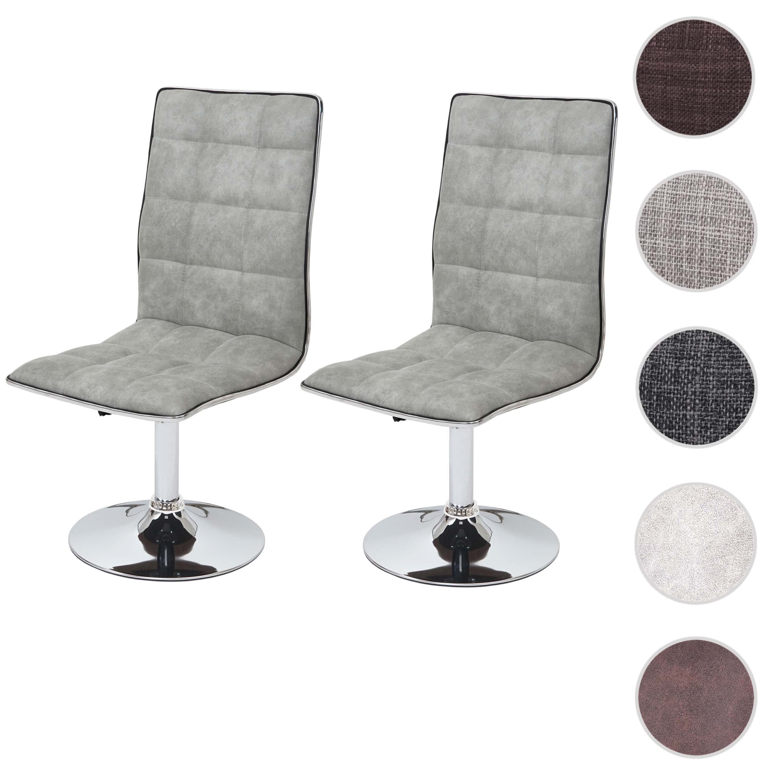 2er-Set Esszimmerstuhl MCW-C41, Stuhl Küchenstuhl, höhenverstellbar drehbar, Stoff/Textil MVG ~ vintage betongrau
