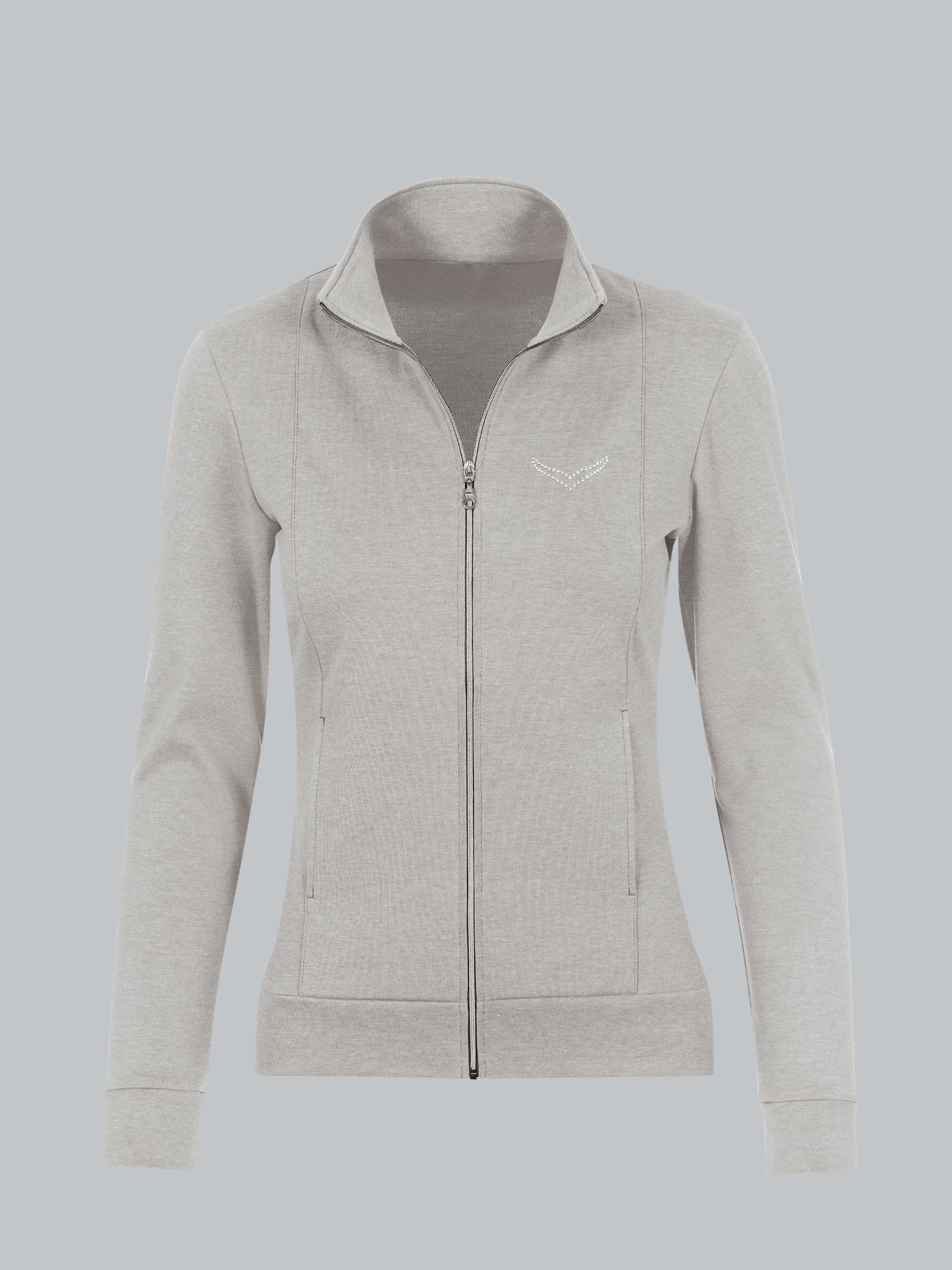 Jacke veredelt mit Kristallsteinen Grau-melange