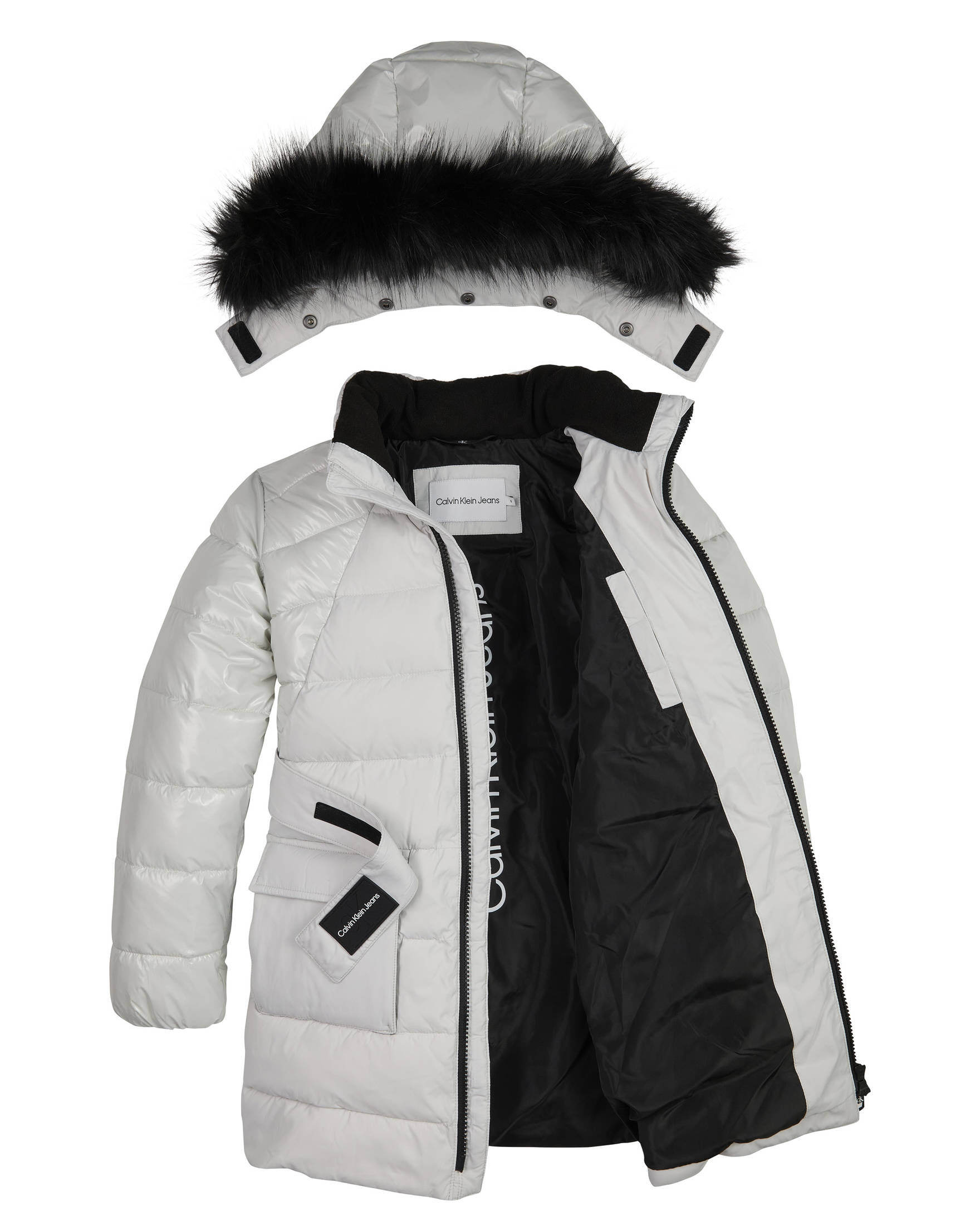 CALVIN KLEIN JEANS| Mädchen Steppmantel MIXED MEDIA BELTED PUFFER COAT