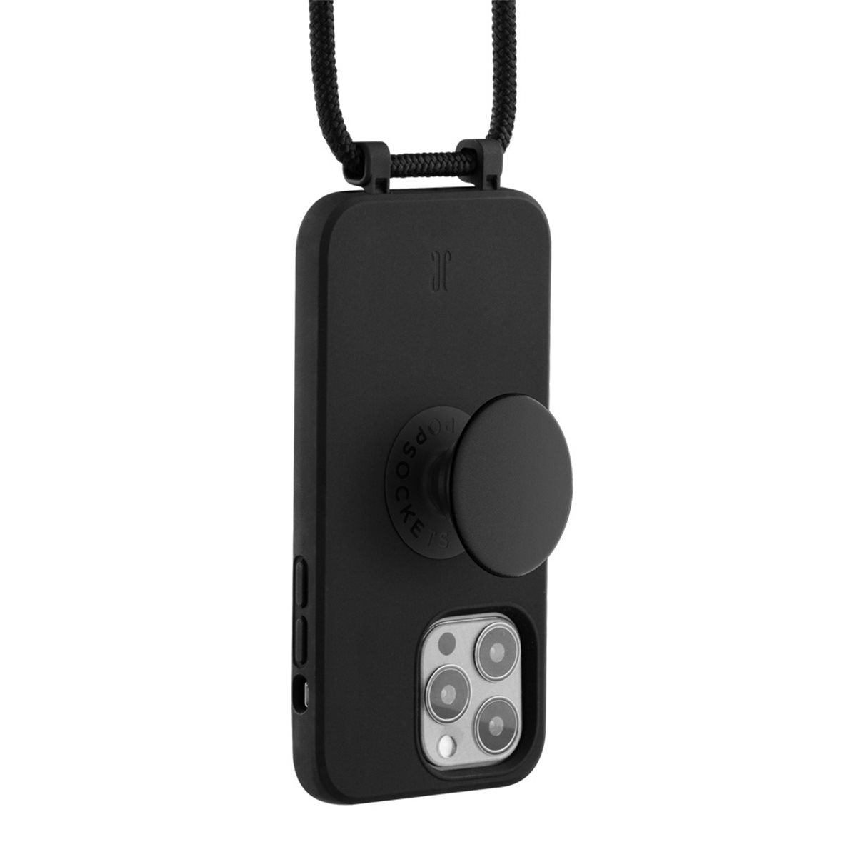 (by Just Elegance) iPhone 14 Pro Max PopGrip 3in1 Necklace Gummi Hülle   Handykette (150cm)   PopSockets (30153) - Schwarz