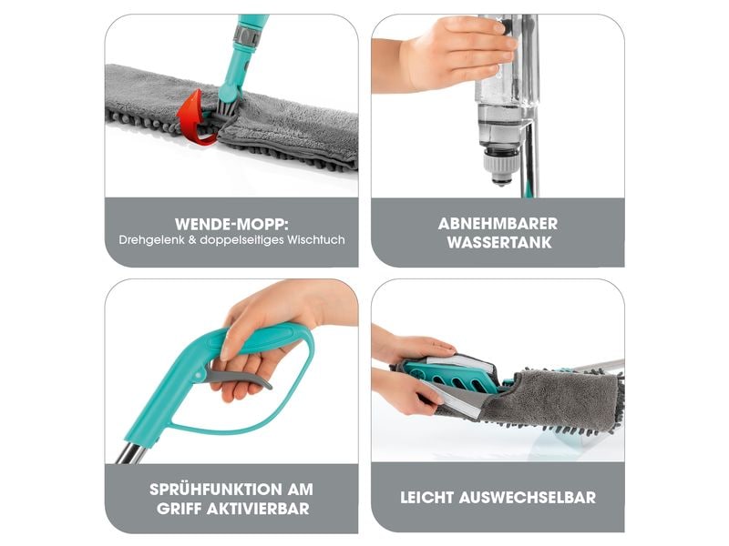 CLEANmaxx Sprühwischer Spray-Mopp Spray-Mopp mit Wendefunktion