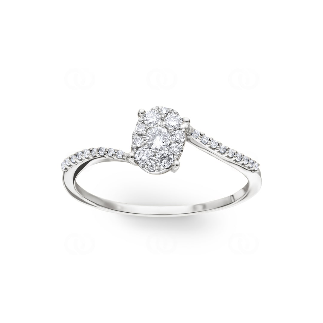 Verlobungsring 750/18 K Weissgold mit Diamanten 0.23 ct H/si