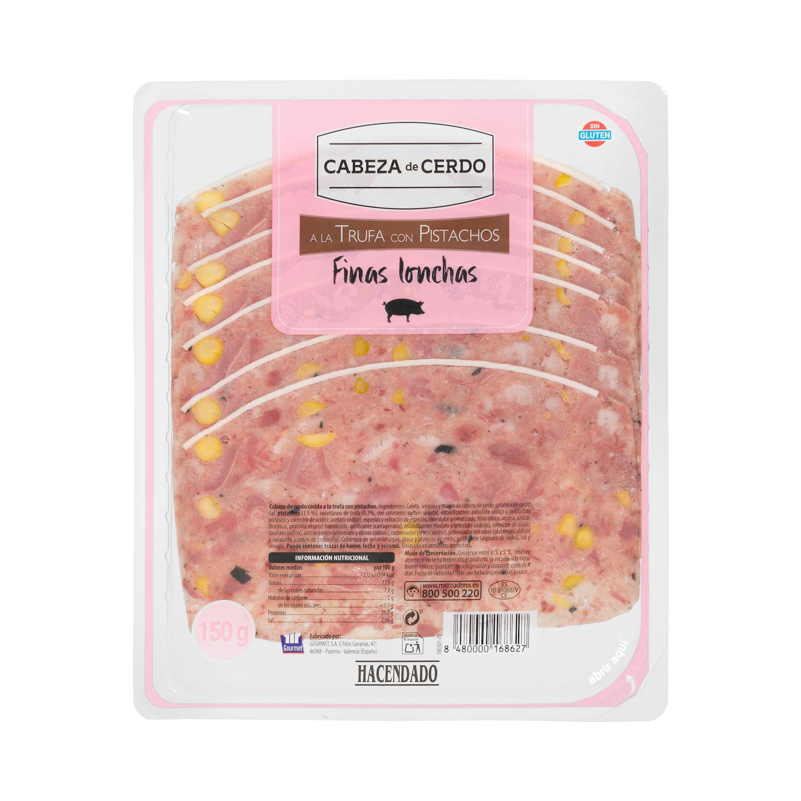 Tête de cochon truffée finement tranchée et pistaches Hacendado