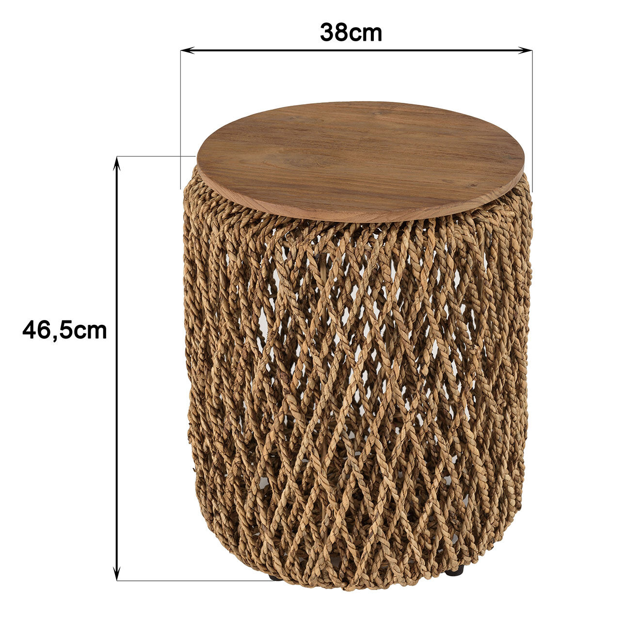 Macabane Table d'appoint ronde en tissage de fibre de cocotier Sixtine bois - 38x38x46.5 cm