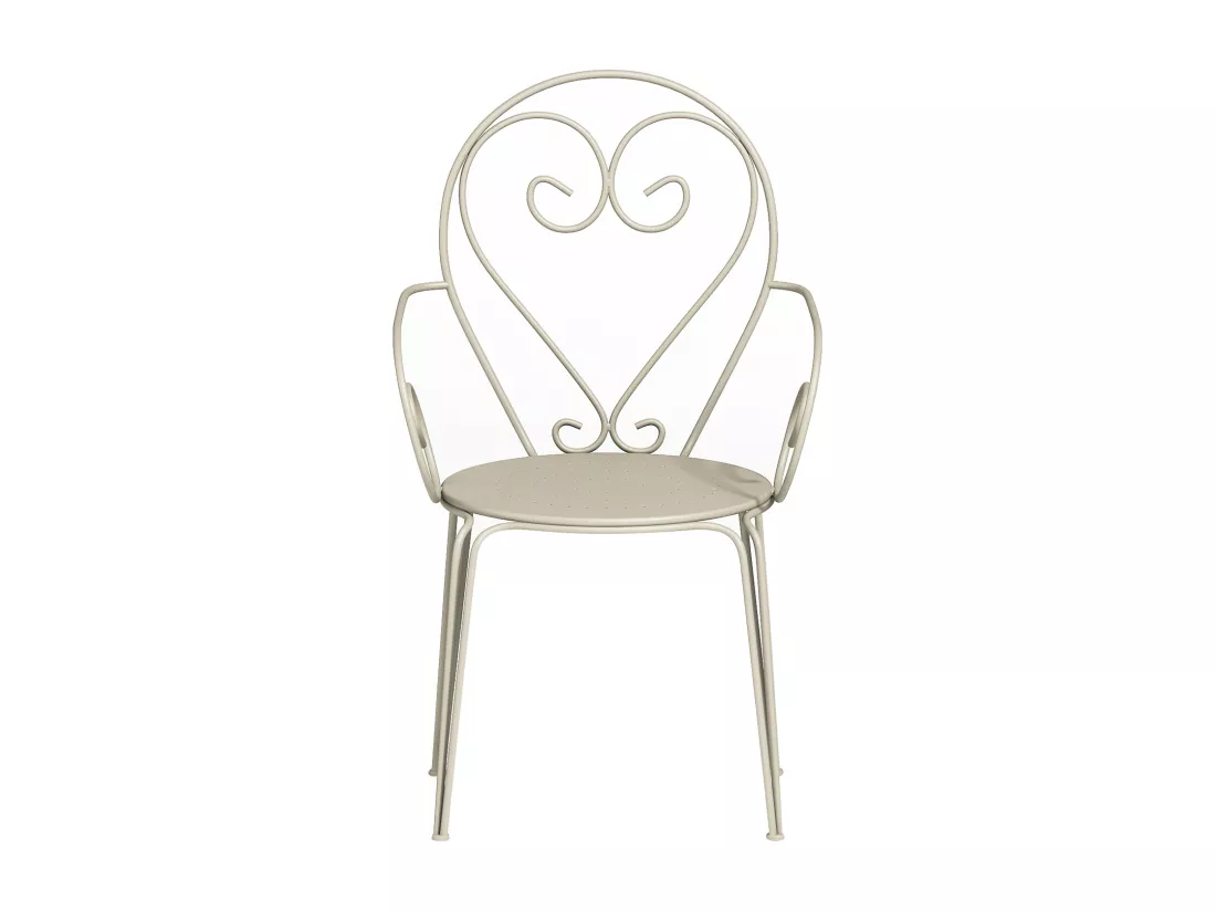 Lot de 4 fauteuils de jardin empilables en métal façon fer forgé - Beige - GUERMANTES de MYLIA