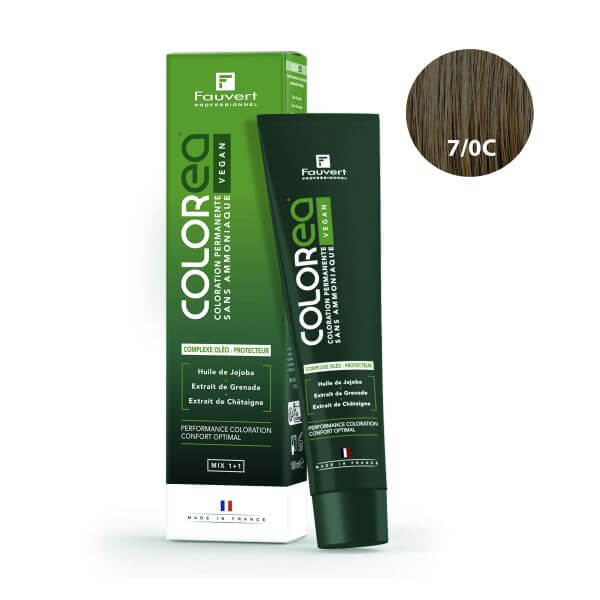 Coloration Colorea Vegan 7/0-c blond froid glacial Fauvert Professionnel 100ml