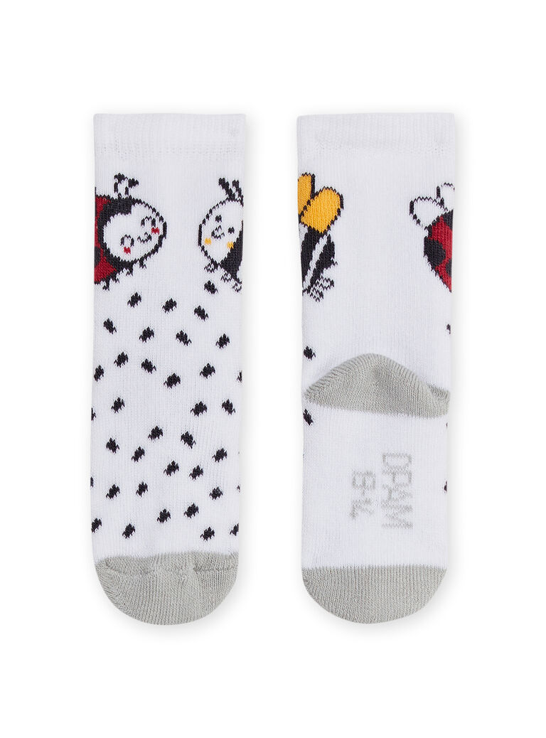 Chaussettes blanches motifs coccinelles naissance mixte