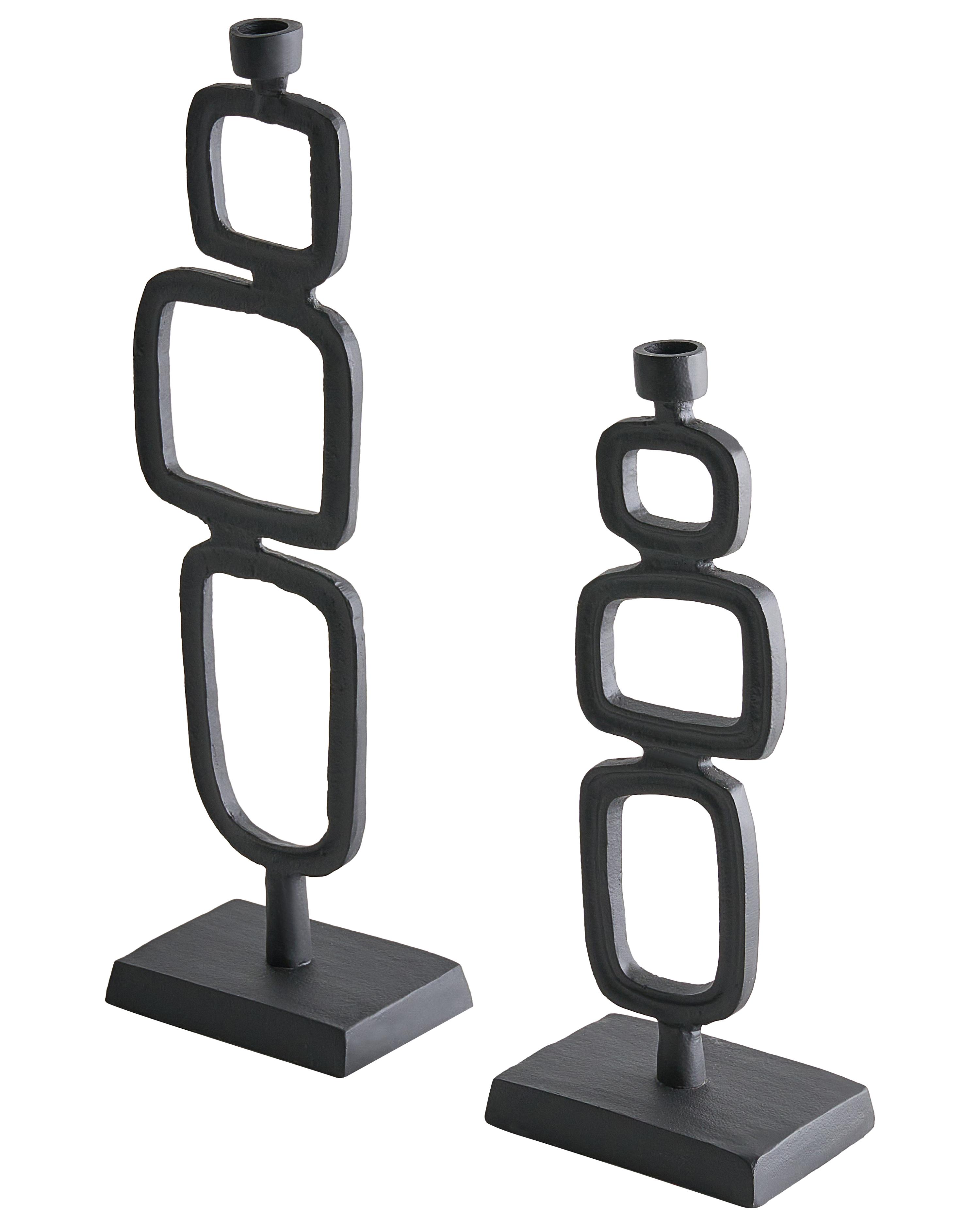 Set van 2 kaarshouders SIPANJE Metaal 35/48 cm Zwart