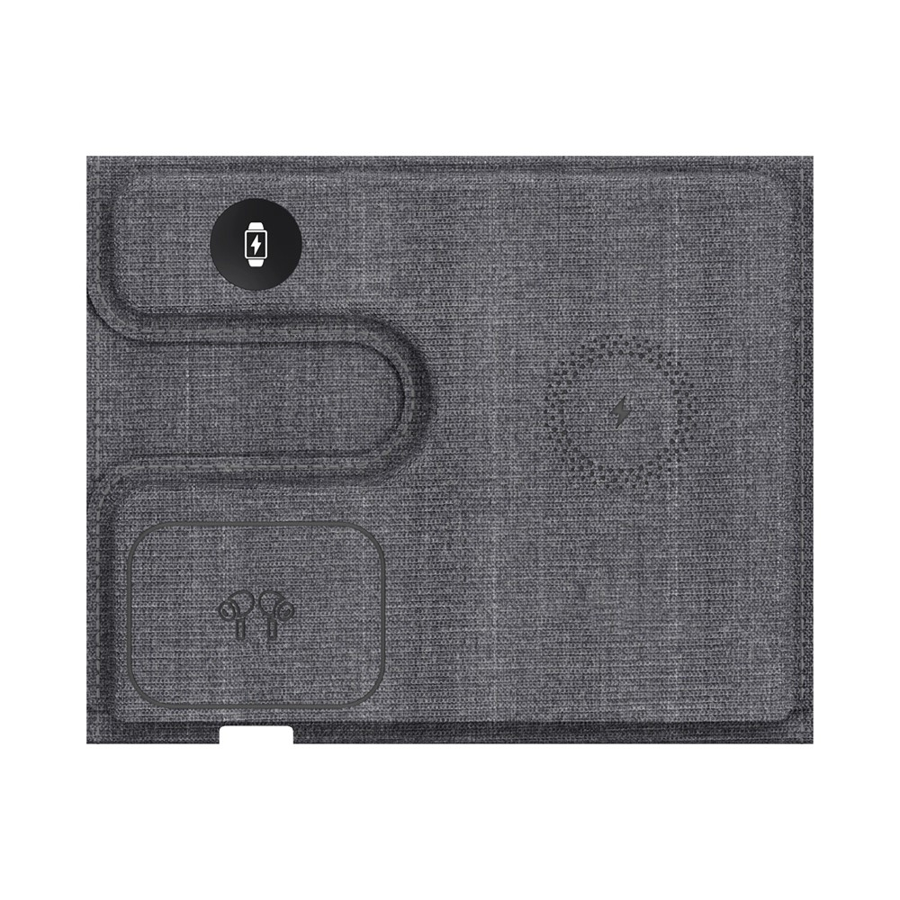 (15W) 3in1 Ladegerät Qi Wireless Charger Faltbare Ladestation für Smartphone / Apple Airpods / Apple Watch - Schwarz