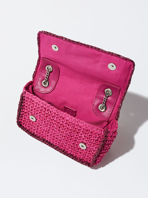 Bolsa de ombro de palha - Rosa