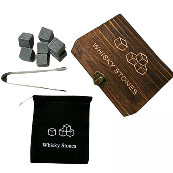 Whiskey Stone Ivories for Whiskey Wooden Gift Box