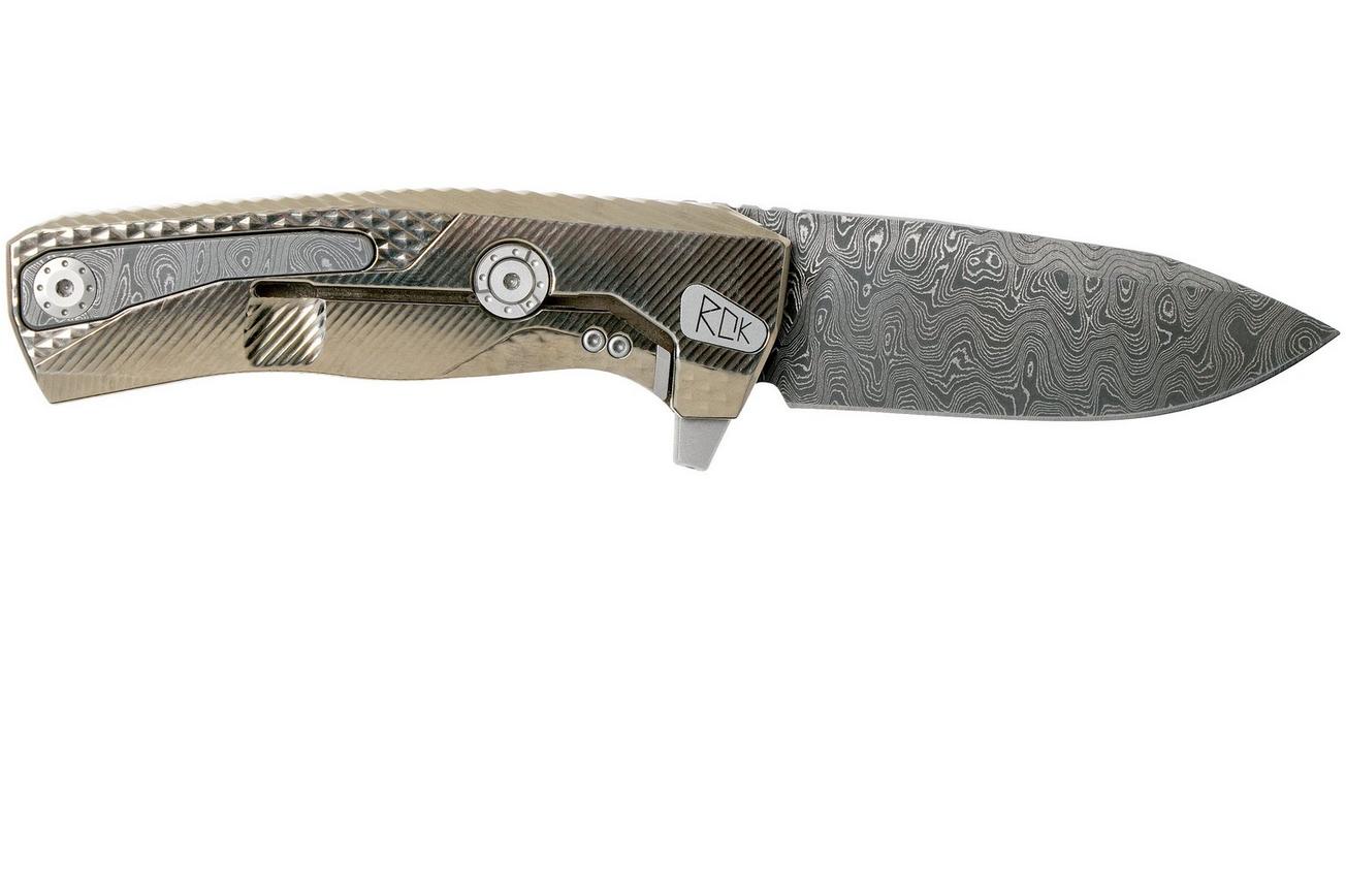 LionSteel ROK Damascus Gold Titanium ROK DD GL zakmes