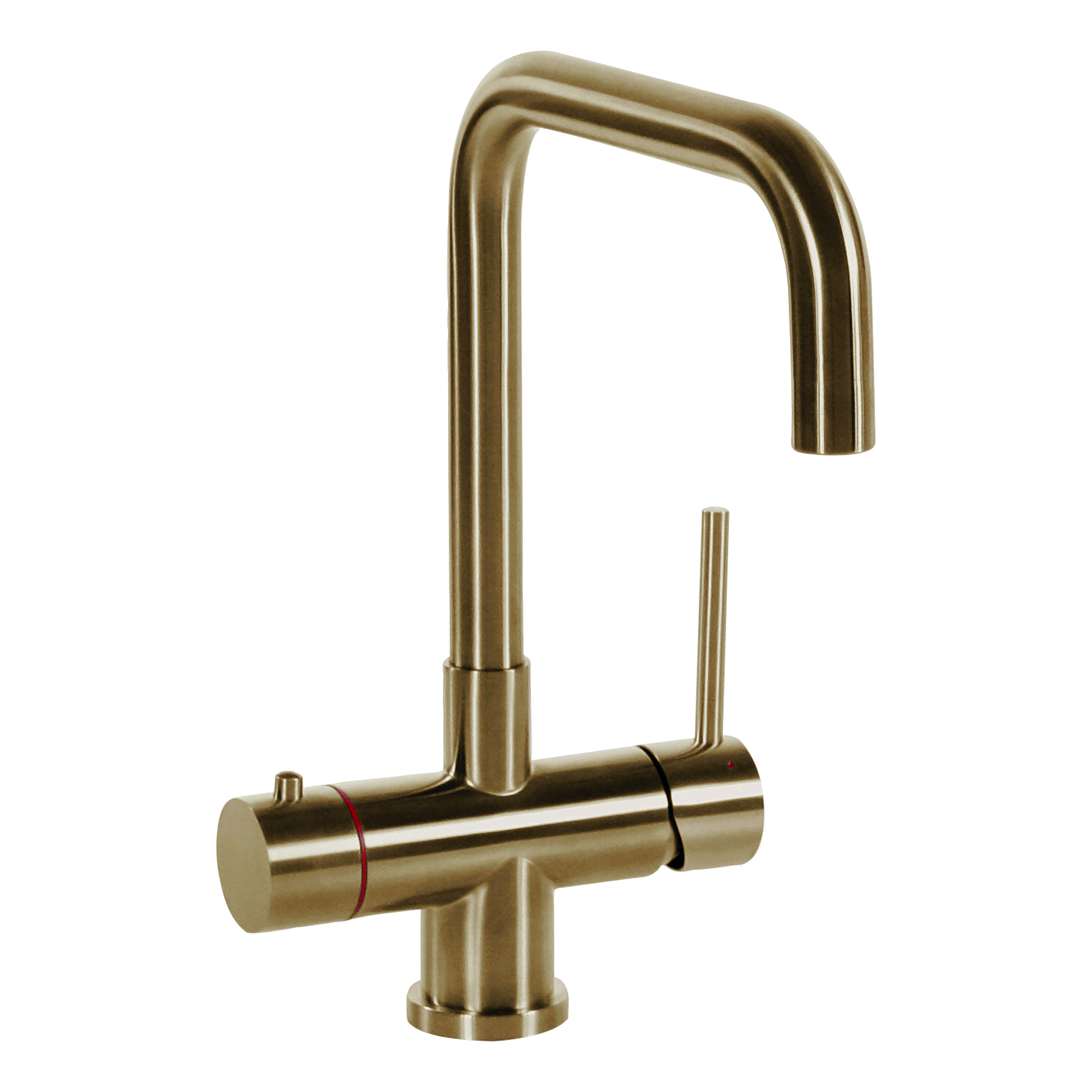 Selsiuz Inox kokend water kraan met single boiler en U-uitloopkraan gold