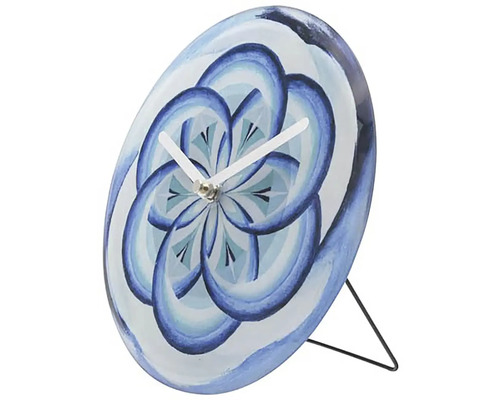 Cosmo tafelklok, gehard glas, blauw, Ø 20 cm