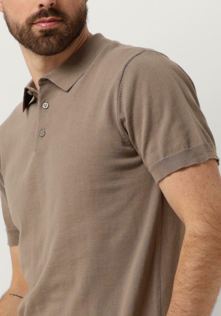 PURE PATH taupe pure path polo knit polo with chestprint