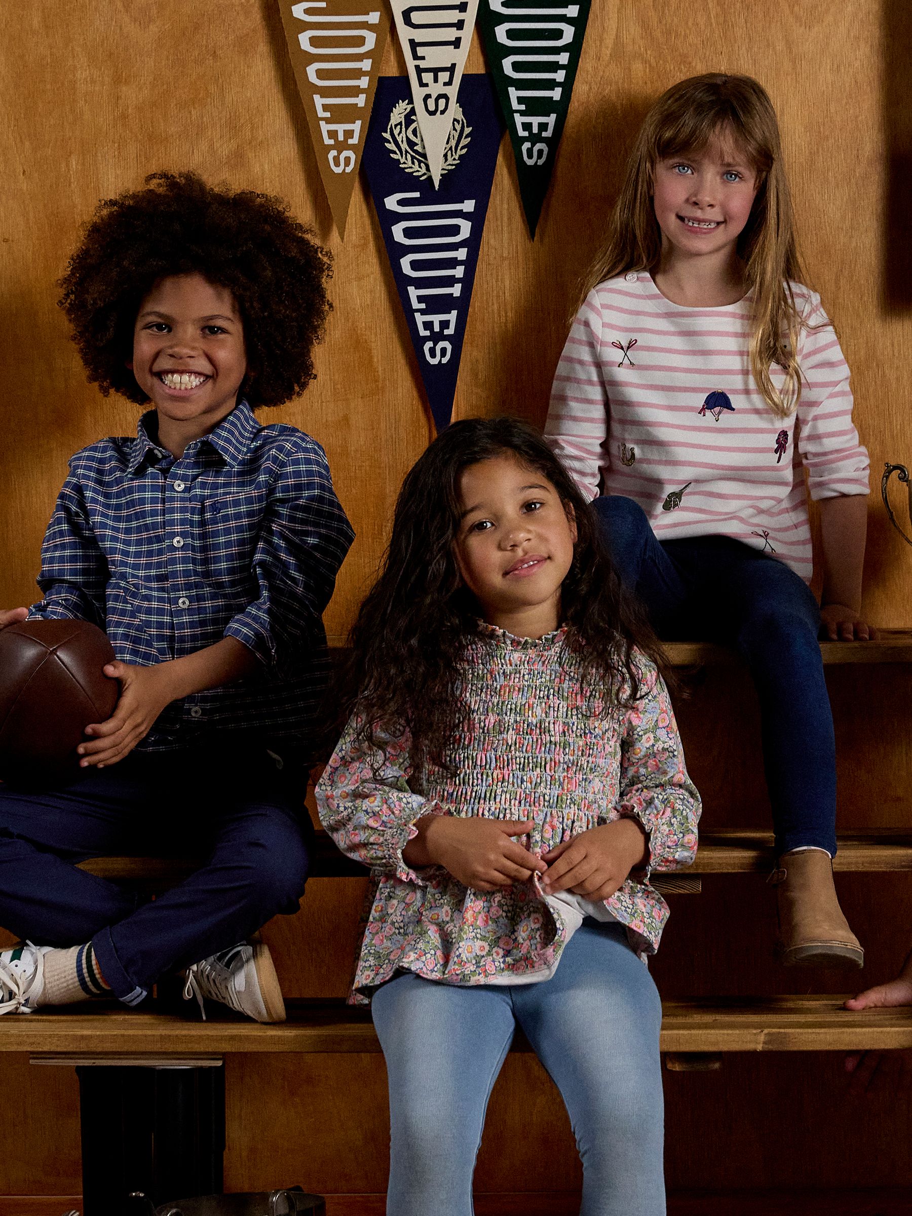 Joules Girls' Gracie Long Sleeve Shirred Top
