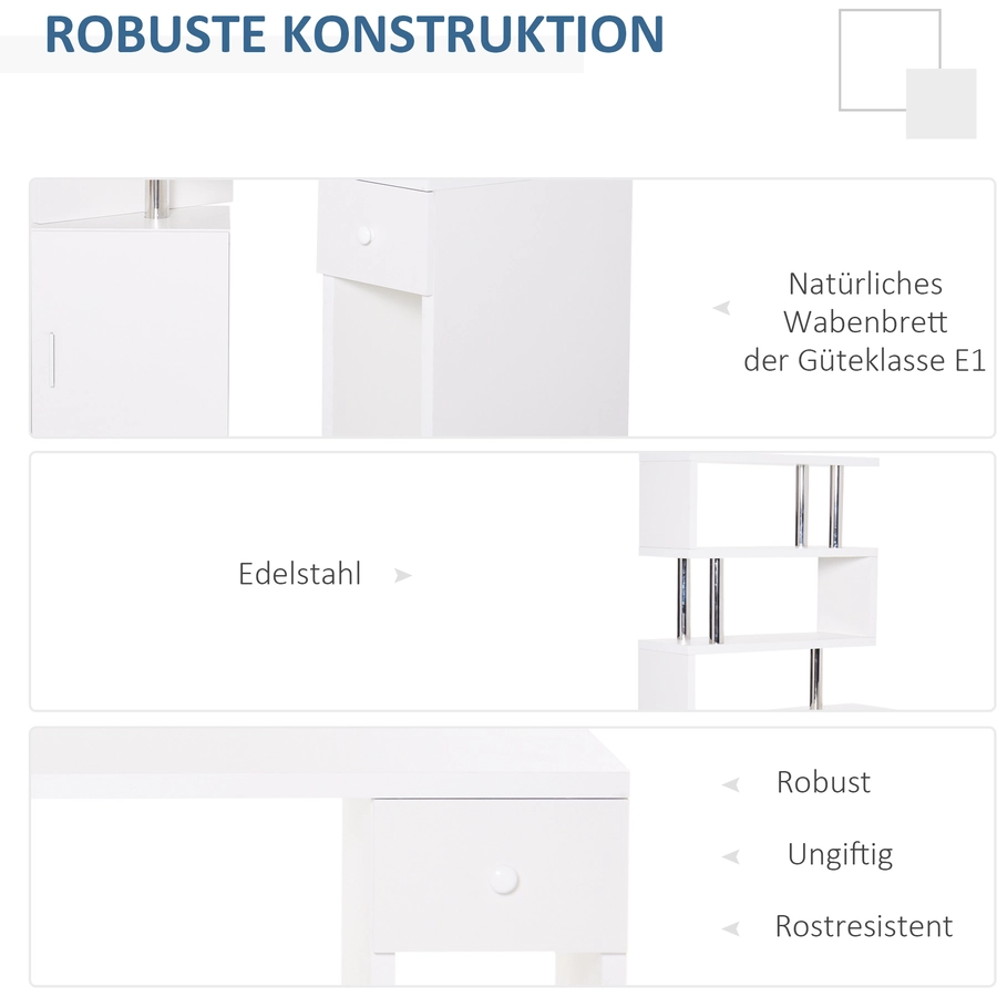 HOMCOM 2-in-1 Schreibtisch weiß