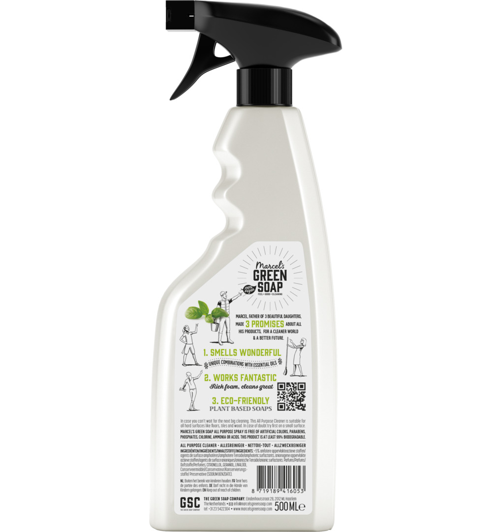 Marcel’s Green Soap Allesreiniger spray basilicum & vertivertgras (500 ml)
