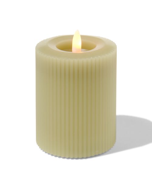 bougie nervurée LED avec cire Ø7.5x10 vert clair