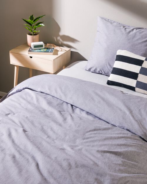 housse de couette chambray 140x200/220 gris clair