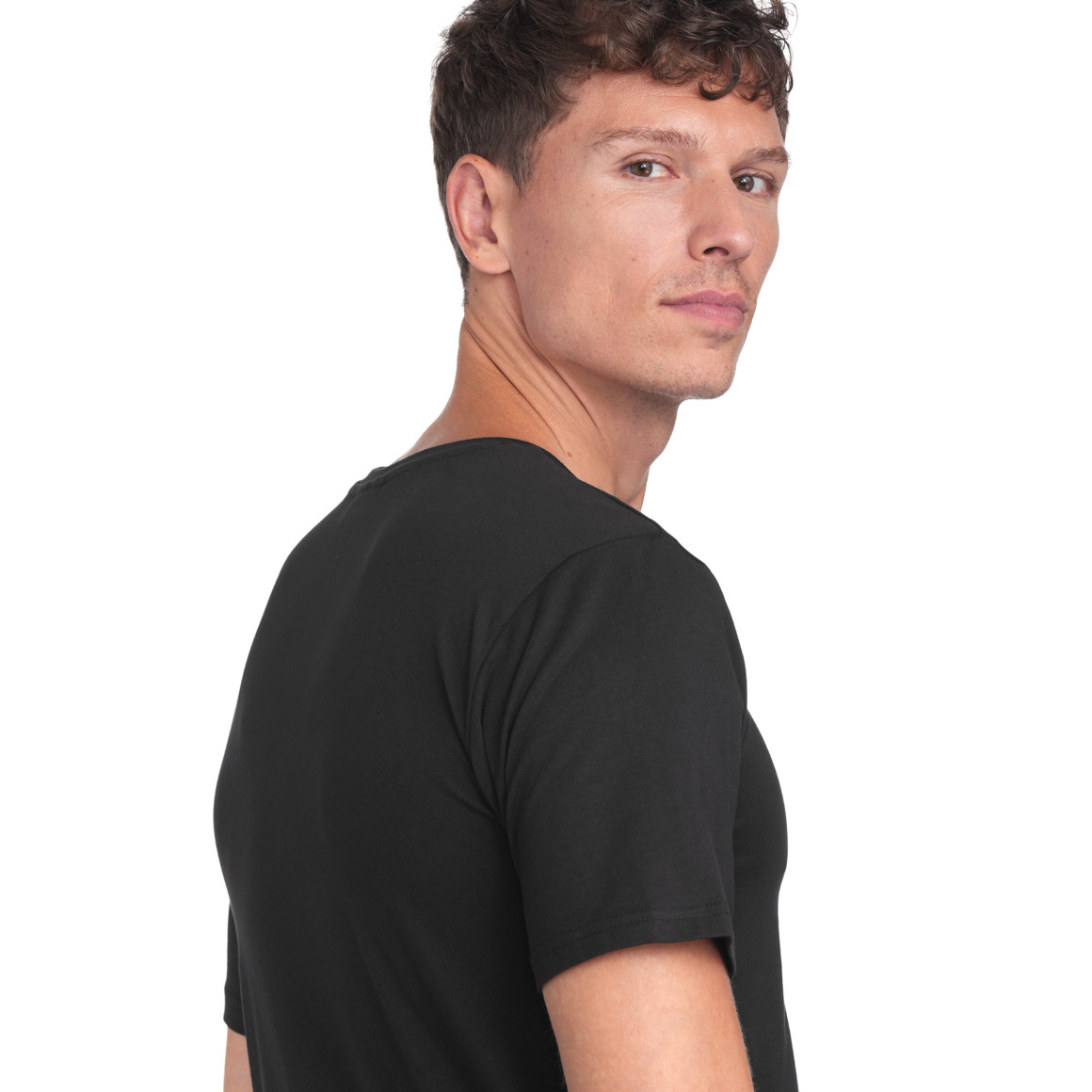 VanVaan Herren T-Shirt mit Serafino-Ausschnitt schwarz