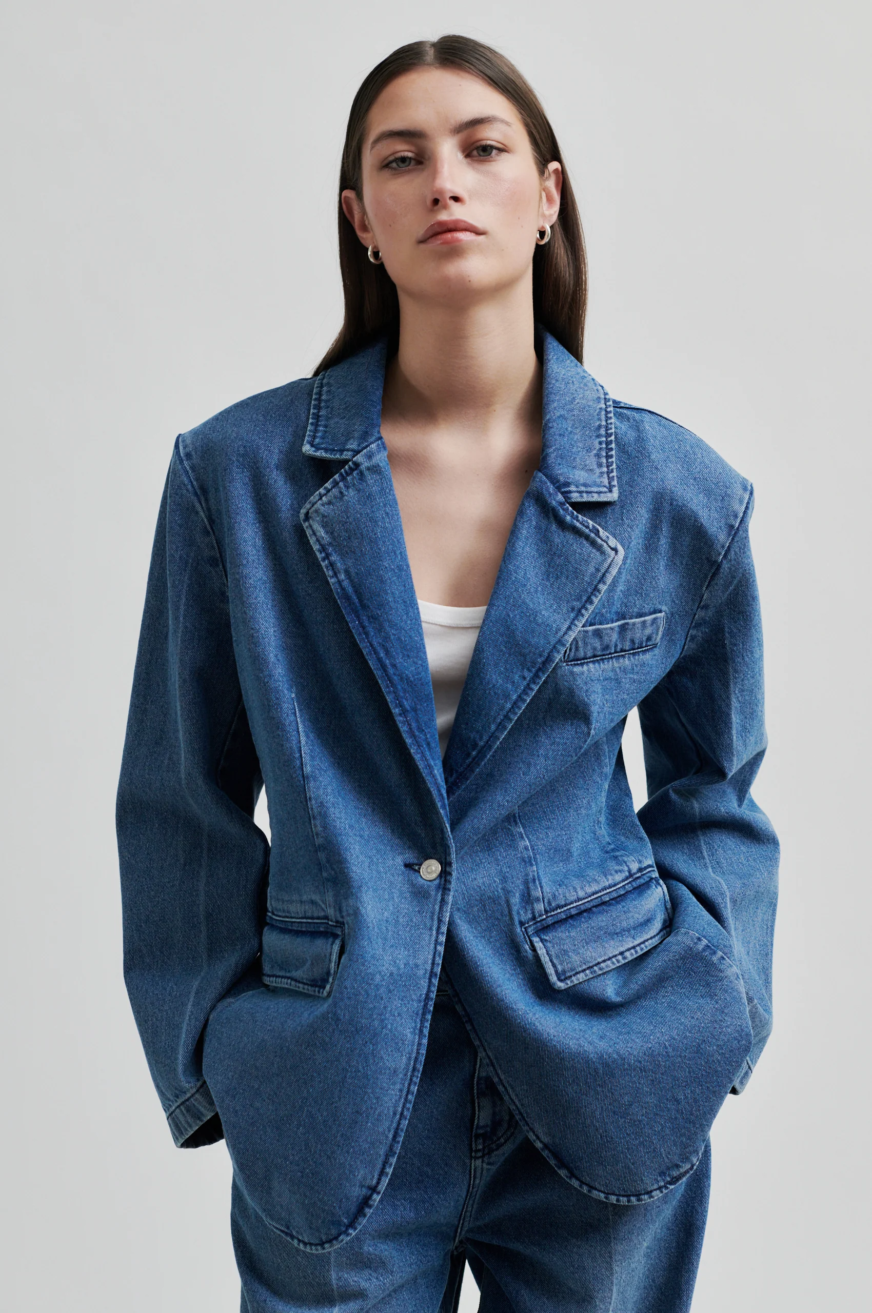 Second Female  Everly Denim blazer - blå