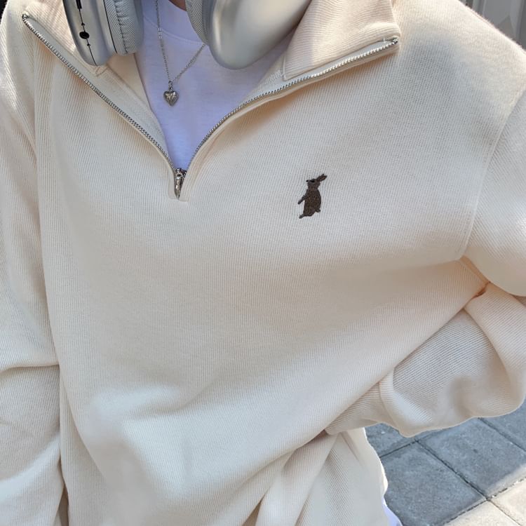 Moon City - Sweatshirt met geborduurde opstaande kraag