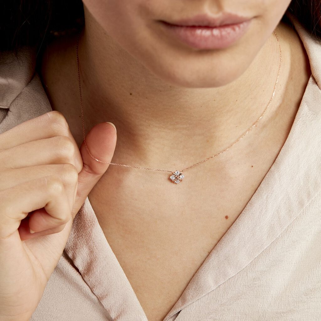 Collier Gladysse Or Rose Oxyde De Zirconium