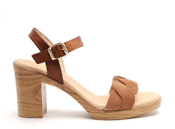 Coco abricot nu pieds talons femme coise marron