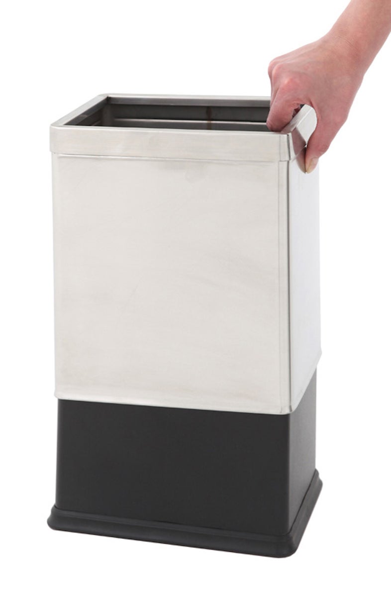 PROREGAL Dubbelwandige rechthoekige afvalbak van roestvrij staal 10 liter HxBxD 27,5 x 16,5 x 22,5 cm Zilver