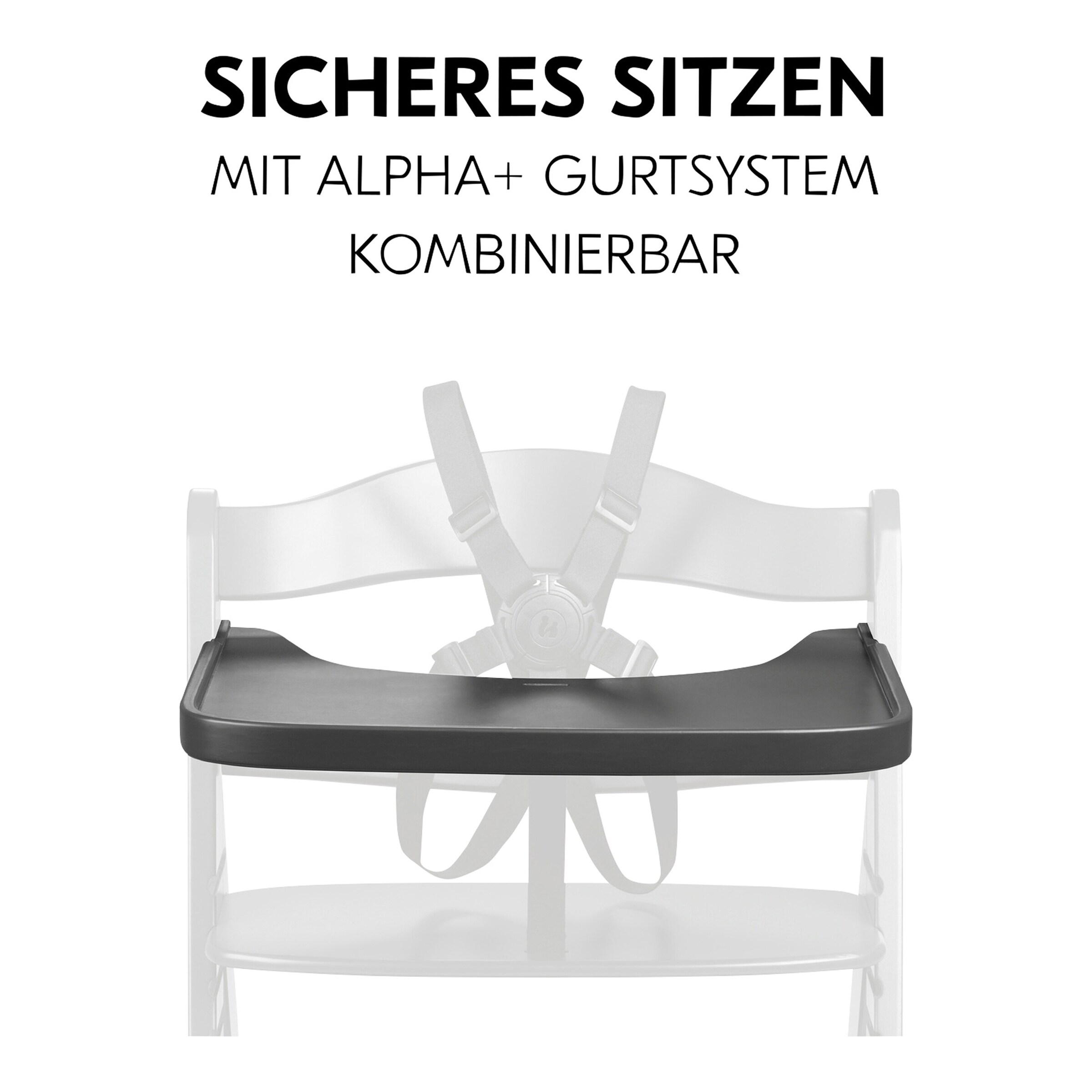 Hauck Hochstuhltisch Alpha Wooden Tray dark grey
