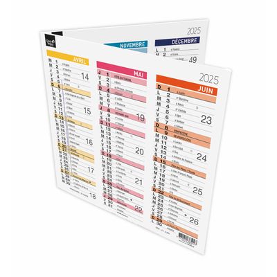 Quo Vadis Arc en Ciel - Calendrier origami 3 mois par face - 18 x 36 cm